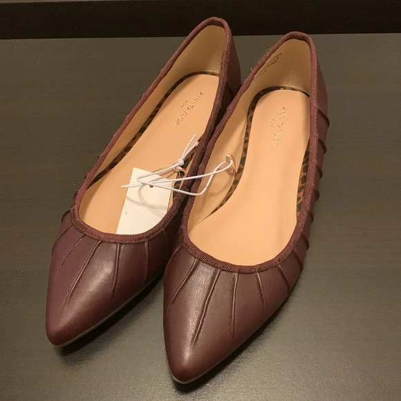 ANN TAYLOR‎ FACTORY Pointy Flat Shoes in Burgundy - Picture 1 of 7